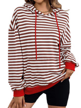 Load image into Gallery viewer, Drawstring Striped Long Sleeve Hoodie