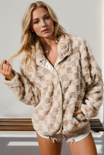 Load image into Gallery viewer, Double Take Checkered Long Sleeve Fuzzy Jacket