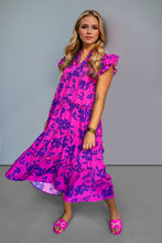 Load image into Gallery viewer, Oh Full Size Ruffled Printed Notched Cap Sleeve Midi Dress
