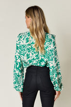 Load image into Gallery viewer, Double Take Full Size Printed Ruffle Trim Balloon Sleeve Shirt