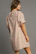 Load image into Gallery viewer, Umgee Floral Jacquard Puff Sleeve Mini Dress
