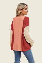 Load image into Gallery viewer, Double Take Texture Contrast Round Neck Long Sleeve T-Shirt