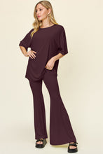 Load image into Gallery viewer, Double Take Full Size Round Neck Drop Shoulder T-Shirt and Flare Pants Set