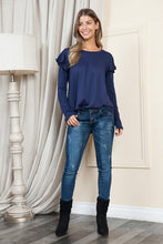 Load image into Gallery viewer, Solid Long Sleeve Shoulder Ruffle Top