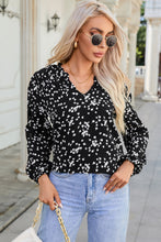 Load image into Gallery viewer, Double Take Printed Notched Neck Smocked Blouse