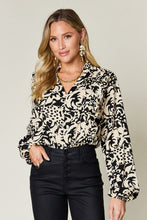 Load image into Gallery viewer, Double Take Full Size Printed Ruffle Trim Balloon Sleeve Shirt