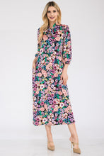 Load image into Gallery viewer, Celeste Full Size Floral Midi Dress with Bow Tied