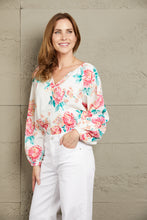Load image into Gallery viewer, Double Take Floral Notched Neck Long Sleeve Blouse