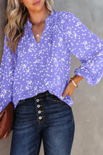 Load image into Gallery viewer, Double Take Printed Notched Neck Smocked Blouse