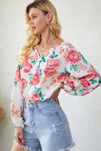 Load image into Gallery viewer, Double Take Floral Notched Neck Long Sleeve Blouse