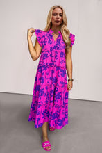 Load image into Gallery viewer, Oh Full Size Ruffled Printed Notched Cap Sleeve Midi Dress