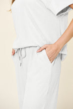 Load image into Gallery viewer, Double Take Full Size Texture Round Neck Short Sleeve T-Shirt and Wide Leg Pants