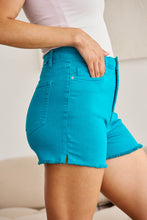 Load image into Gallery viewer, RFM Tummy Control High Waist Raw Hem Denim Shorts