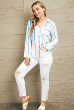 Load image into Gallery viewer, Double Take Striped Long Sleeve Collared Shirt