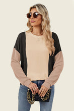 Load image into Gallery viewer, Double Take Texture Contrast Round Neck Long Sleeve T-Shirt