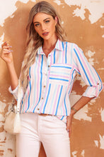 Load image into Gallery viewer, Double Take Striped Long Sleeve Collared Shirt