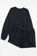 Load image into Gallery viewer, Leopard Round Neck Top and Shorts Lounge Set