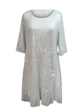 Load image into Gallery viewer, Full Size Sequin Round Neck Half Sleeve Mini Dress