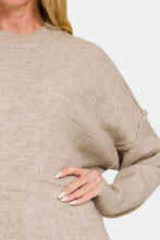 Load image into Gallery viewer, Zenana High-Low Hem Drop Shoulder Sweater