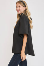 Load image into Gallery viewer, Umgee Bow Tie Back Mock Neck Half Sleeve Blouse