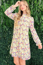 Load image into Gallery viewer, And The Why Floral Mock Neck Flounce Sleeve Dress