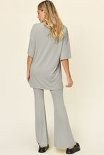 Load image into Gallery viewer, Double Take Full Size Round Neck Drop Shoulder T-Shirt and Flare Pants Set