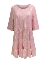 Load image into Gallery viewer, Full Size Sequin Round Neck Half Sleeve Mini Dress