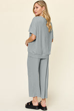 Load image into Gallery viewer, Double Take Full Size Texture Round Neck Short Sleeve T-Shirt and Wide Leg Pants
