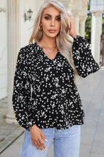 Load image into Gallery viewer, Double Take Printed Notched Neck Smocked Blouse