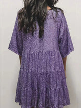 Load image into Gallery viewer, Full Size Sequin Round Neck Half Sleeve Mini Dress