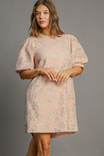 Load image into Gallery viewer, Umgee Floral Jacquard Puff Sleeve Mini Dress