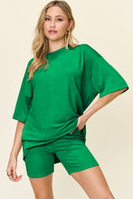 Load image into Gallery viewer, Double Take Full Size Texture Round Neck Drop Shoulder T-Shirt and Shorts Set