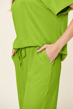 Load image into Gallery viewer, Double Take Full Size Texture Round Neck Short Sleeve T-Shirt and Wide Leg Pants
