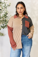 Load image into Gallery viewer, Heimish Full Size Color Block Button Down Shacket
