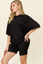 Load image into Gallery viewer, Double Take Full Size Texture Round Neck Drop Shoulder T-Shirt and Shorts Set