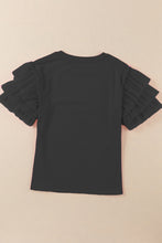 Load image into Gallery viewer, Ruffled Round Neck Short Sleeve Blouse