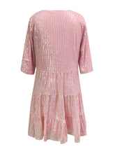 Load image into Gallery viewer, Full Size Sequin Round Neck Half Sleeve Mini Dress