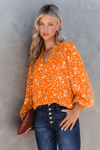Load image into Gallery viewer, Double Take Printed Notched Neck Smocked Blouse