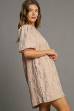 Load image into Gallery viewer, Umgee Floral Jacquard Puff Sleeve Mini Dress