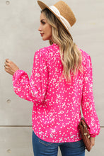 Load image into Gallery viewer, Double Take Printed Notched Neck Smocked Blouse