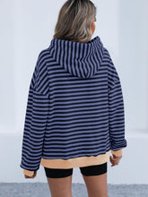 Load image into Gallery viewer, Drawstring Striped Long Sleeve Hoodie
