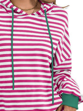 Load image into Gallery viewer, Drawstring Striped Long Sleeve Hoodie