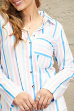 Load image into Gallery viewer, Double Take Striped Long Sleeve Collared Shirt