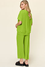 Load image into Gallery viewer, Double Take Full Size Texture Round Neck Short Sleeve T-Shirt and Wide Leg Pants