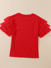 Load image into Gallery viewer, Ruffled Round Neck Short Sleeve Blouse