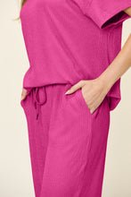 Load image into Gallery viewer, Double Take Full Size Texture Round Neck Short Sleeve T-Shirt and Wide Leg Pants