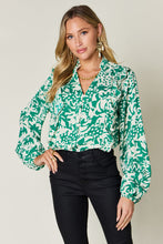Load image into Gallery viewer, Double Take Full Size Printed Ruffle Trim Balloon Sleeve Shirt