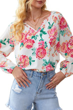 Load image into Gallery viewer, Double Take Floral Notched Neck Long Sleeve Blouse