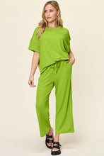 Load image into Gallery viewer, Double Take Full Size Texture Round Neck Short Sleeve T-Shirt and Wide Leg Pants