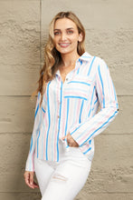 Load image into Gallery viewer, Double Take Striped Long Sleeve Collared Shirt